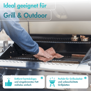 Haushalt und Genuss Kupfertuch 10 Stück Set Kratzfrei für Edelstahl Ceranfeld Glas & Grillrost Kupferlappen ca. 15x15 cm rostet nicht langlebig & umweltfreundlich, 160g